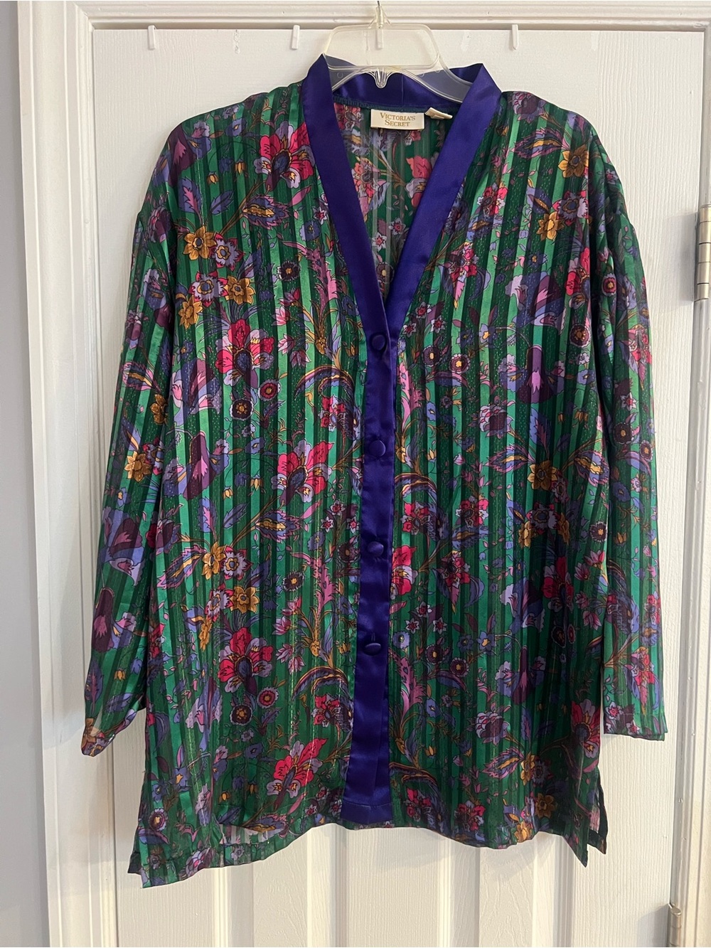 Victoria's Secret Purple Satin Trim Floral Lined Top